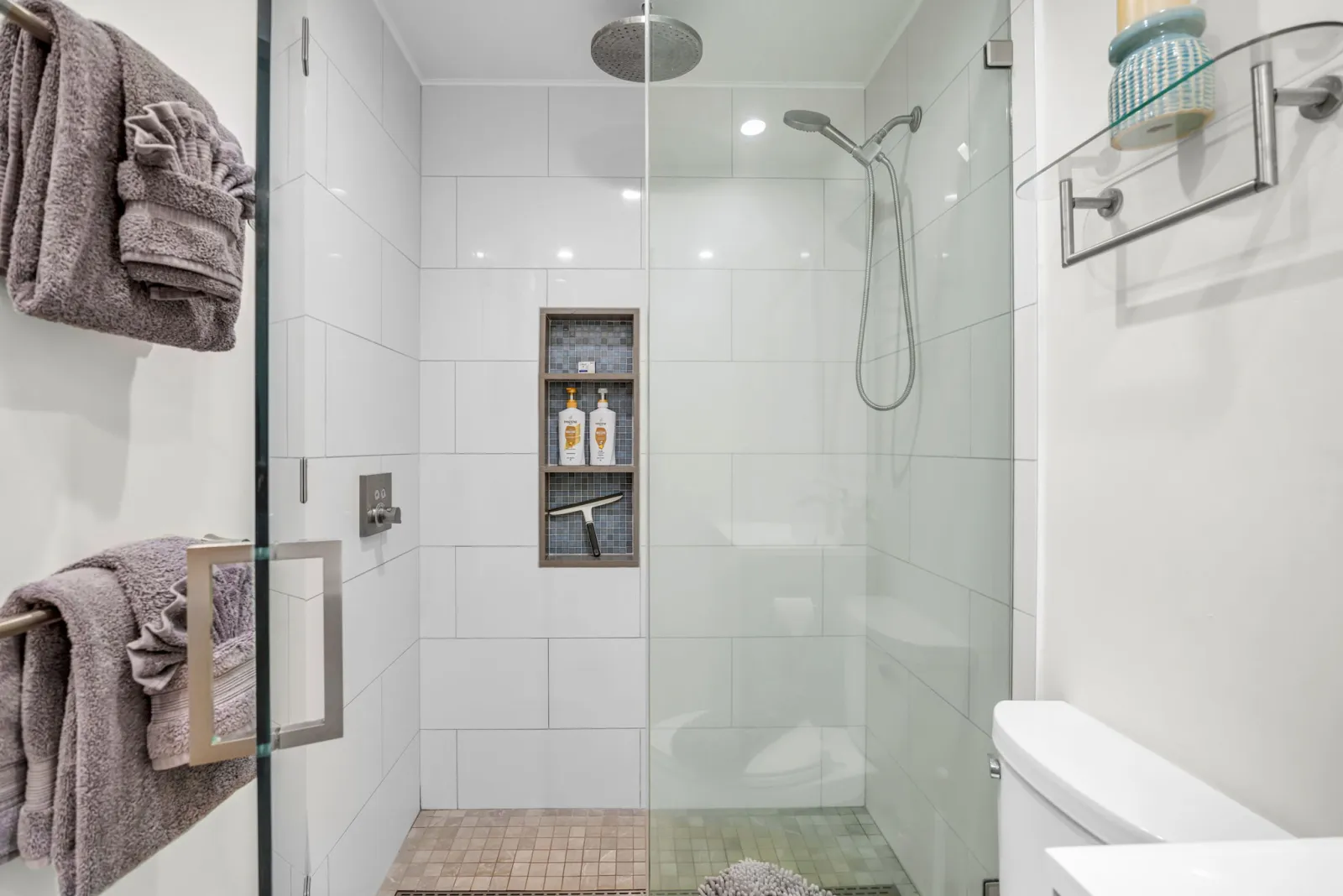 Bathroom with a glass walk-in shower